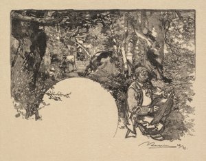 フォンテーヌブローの森：画家たち 作： Auguste Louis Lepère