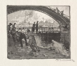 LEcluse du Canal St. Martin、1890年。 作： Auguste Louis Lepère