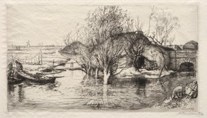 浸水した小屋 作： Auguste Louis Lepère
