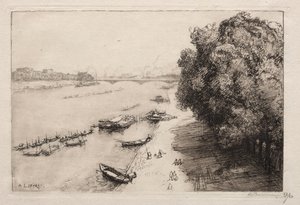 ナショナル ブリッジのセーヌ川 作： Auguste Louis Lepère
