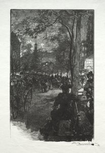 大通りモンマルトル、夜。 作： Auguste Louis Lepère