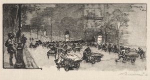 大通り、フォーブル モンマルトルの角 作： Auguste Louis Lepère