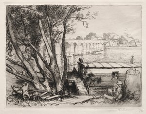 ポンドポワシー、1917年。 作： Auguste Louis Lepère