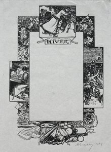パリ年鑑、1897年: 飾り枠、冬 作： Auguste Louis Lepère
