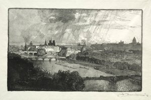 パビヨンドフロールから見たパリ、1890年。 作： Auguste Louis Lepère