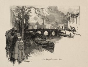 ポンヌフでのセーヌ川の小さな腕。 作： Auguste Louis Lepère