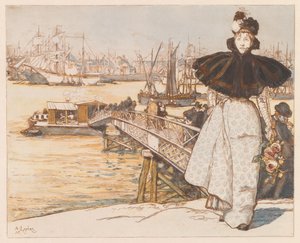 ガロンヌの桟橋、ボルドーエンバカデールシュールラガロンヌ、ボルドー、1897年。 作： Auguste Louis Lepère