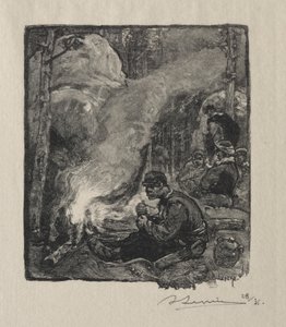 木こりの食事 作： Auguste Louis Lepère