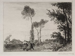 サンジャンドモンの市場からの帰還、1910年。 作： Auguste Louis Lepère