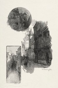 ルーアンのイラスト: ラルバンの宮廷。 サンロマン通り。 バス停 Rue Armand - Carrel 作： Auguste Louis Lepère