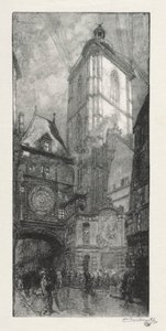 イラスト入りルーアン：大時計 作： Auguste Louis Lepère