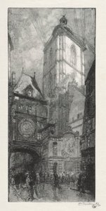 Rouen Illustrated：La Gros Horloge、1888。 作： Auguste Louis Lepère