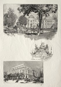 イラスト付きルーアン: 博物館。 聖マリアの噴水。 芸術劇場 作： Auguste Louis Lepère