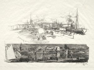 Rouen Illustrated：The New Quays-Lile La Croix、1896。 作： Auguste Louis Lepère