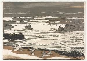 砕ける波、1901 年 9 月の潮 作： Auguste Louis Lepère