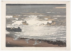 砕ける波、1901年9月の潮、1901年。 作： Auguste Louis Lepère