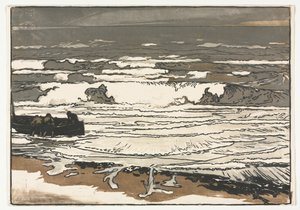 砕ける波、1901年9月の潮、1901年。 作： Auguste Louis Lepère