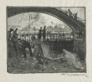 聖マーティン運河の水門、1890年。 作： Auguste Louis Lepère