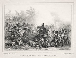 1833 年のアルバム: 共和党軽騎兵の突撃 作： Auguste Raffet