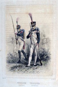 1859年、Fusilier GrenadierおよびFusilier Chasseurs。