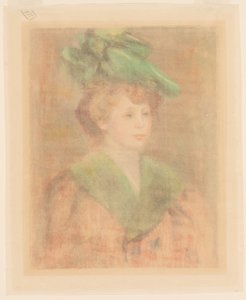 緑の帽子の貴婦人 (Mlle. Dieterle?) 作： Auguste Renoir