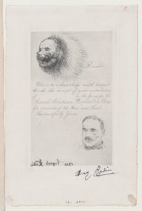 1916 年、顔面の傷に対するパリのアメリカ特別病院の寄附金受領書。 作： Auguste Rodin