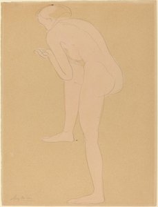 右膝を上げて前屈する図 作： Auguste Rodin