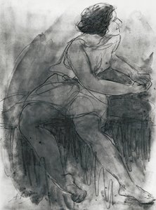 イサドラ・ダンカン（1878-1927）（鉛筆と紙で洗う） 作： Auguste Rodin