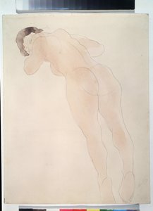 ""Nu"" (ヌード) 横たわっている裸の女性。 水彩画 オーギュスト・ロダン (1840-1917) 1900-1908年 プーシキン美術館、モスクワ