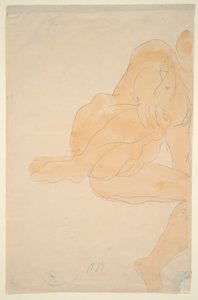 裸で座って膝を上げた 作： Auguste Rodin