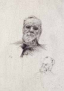 ヴィクトル・ユーゴーの肖像（1802-85）（リトグラフ） 作： Auguste Rodin