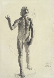 セントジョンザバプティスト、1880年（紙に黒鉛を使用した黒インク） 作： Auguste Rodin