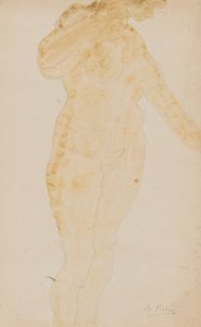 立っている女性のヌード、左腕を伸ばした状態 作： Auguste Rodin