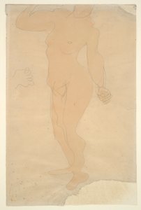 立ち裸（頭の一部が紙の端で切り取られている） 作： Auguste Rodin