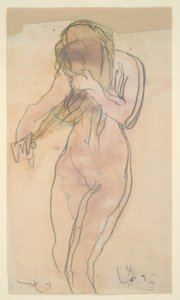 ヌード研究（立ち、髪を梳く） 作： Auguste Rodin