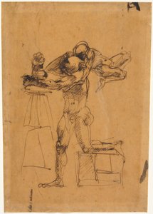 彫刻家の天才 1880-83年頃 （ペン、茶インク） 作： Auguste Rodin