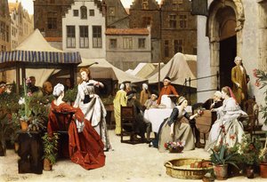 花の市場、1870 作： Auguste Serrure