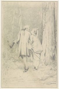 森のハイキング カップル 作： Auguste Serrure