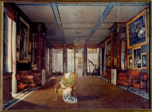 1812年のマルメゾン城の音楽室 オーギュスト・ガルネレー（1785-1824）の絵画 1812年 日 0,66x0,91 m マルメゾン、シャトー美術館 作： Auguste Simon Garneray