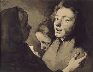 会話のピース：3つの頭、1872年（紙に黒インクで洗う）