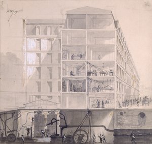 パリの第11区に居住する労働者の断面、1875年頃（紙にペンとインク、ガッシュ） 作： Auguste Victor Deroy