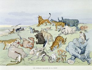 Les animaux malades de la pleste - Auguste Vimar (1851-1916)作の「Les Fables de la Fontaine」の中で、Tours, at A, Mame & Fils. 作： Auguste Vimar