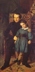 ヴィクトルユーゴー（1802〜85年）とその息子、フランソワヴィクトール、1836年 作： Auguste de Chatillon