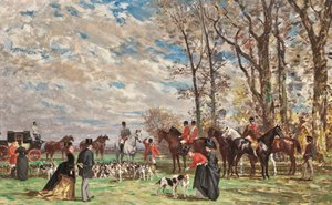 猟犬との狩猟 作： Auguste de Molins