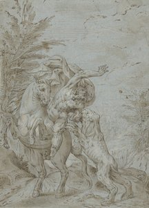 ライオンに襲われる騎手（預言者バラム？） 作： Augustin Braun (possibly)