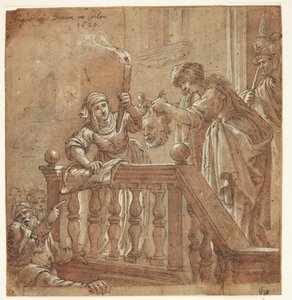 ジュディスは、ホロフェルネスの切断された首を人々に見せます 作： Augustin Braun