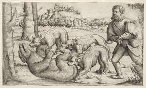 クマ狩り 作： Augustin Hirschvogel