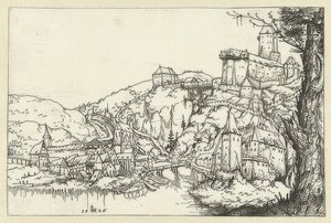 パッサウの景色。 1546 作： Augustin Hirschvogel
