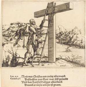 罪、死、悪魔とともに十字架を昇天するキリスト、1547年。