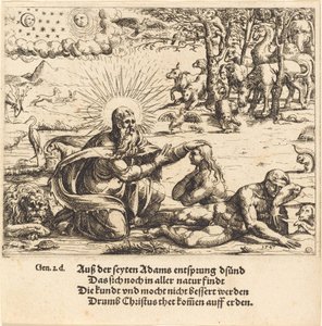 イヴの創造、1547年。 作： Augustin Hirschvogel